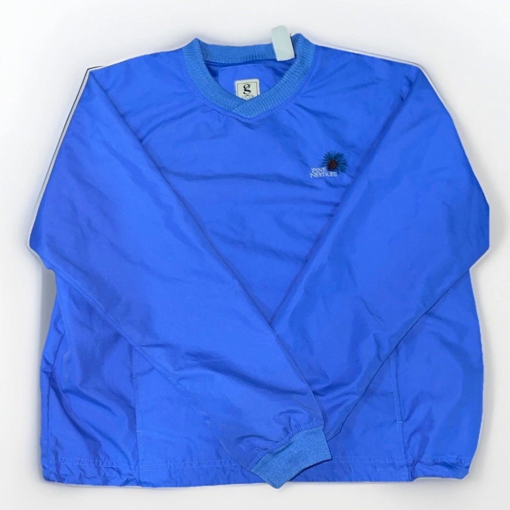 Vintage Pine Needle Womens Blue Pullover Crewneck Sweatshirt  Windbreaker Style